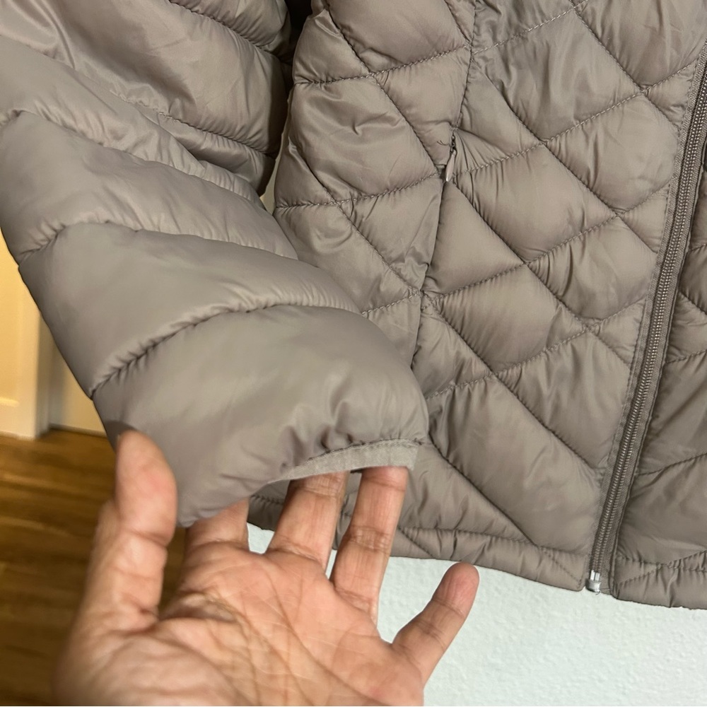 Xeroxposur Quilted Hooded Jacket Lightweight Hidden Pockets Espresso Sz Medium - Picture 12 of 13